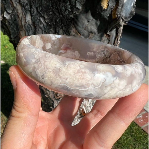 NEW Flower Agate Bangle Bracelet - Sakura Agate - Picture 4 of 7